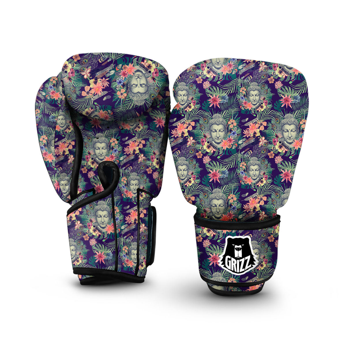 Blue Tropical Buddha Boxing Gloves-grizzshop