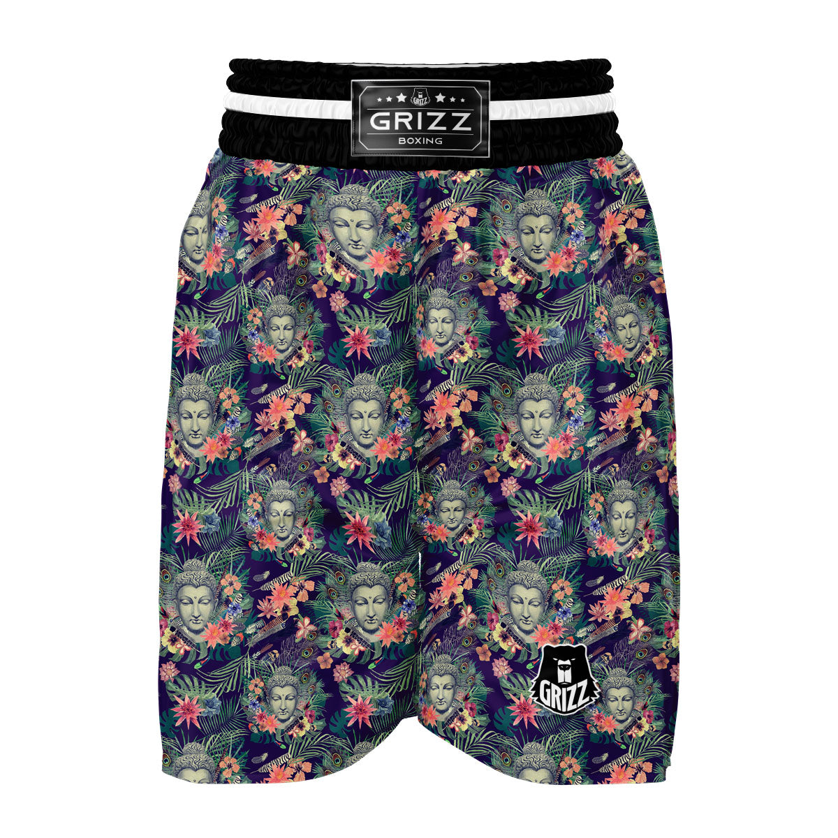 Blue Tropical Buddha Boxing Shorts-grizzshop