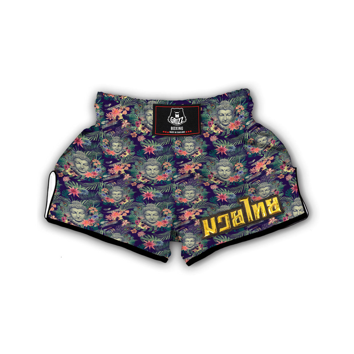 Blue Tropical Buddha Muay Thai Boxing Shorts-grizzshop