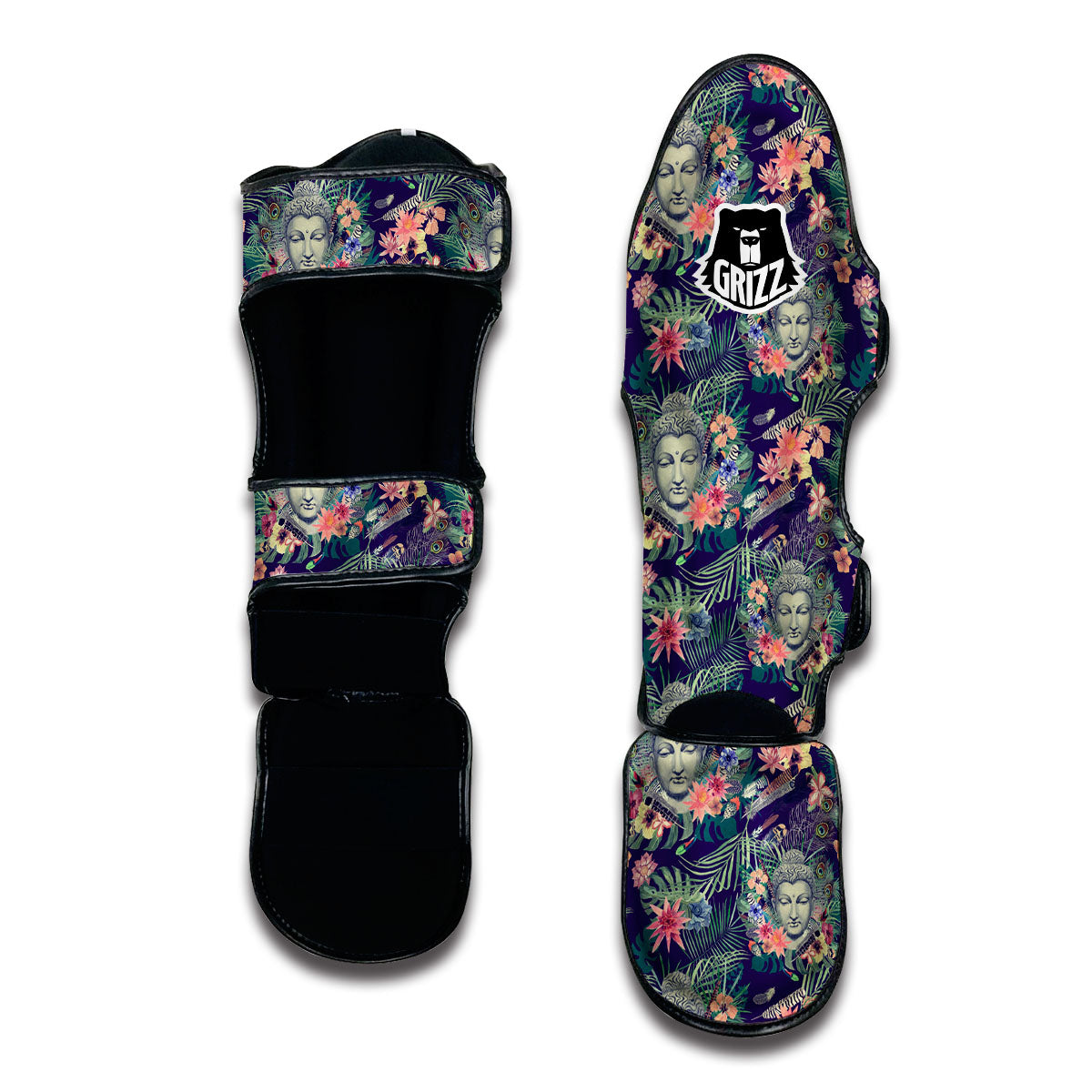 Blue Tropical Buddha Muay Thai Shin Guards-grizzshop