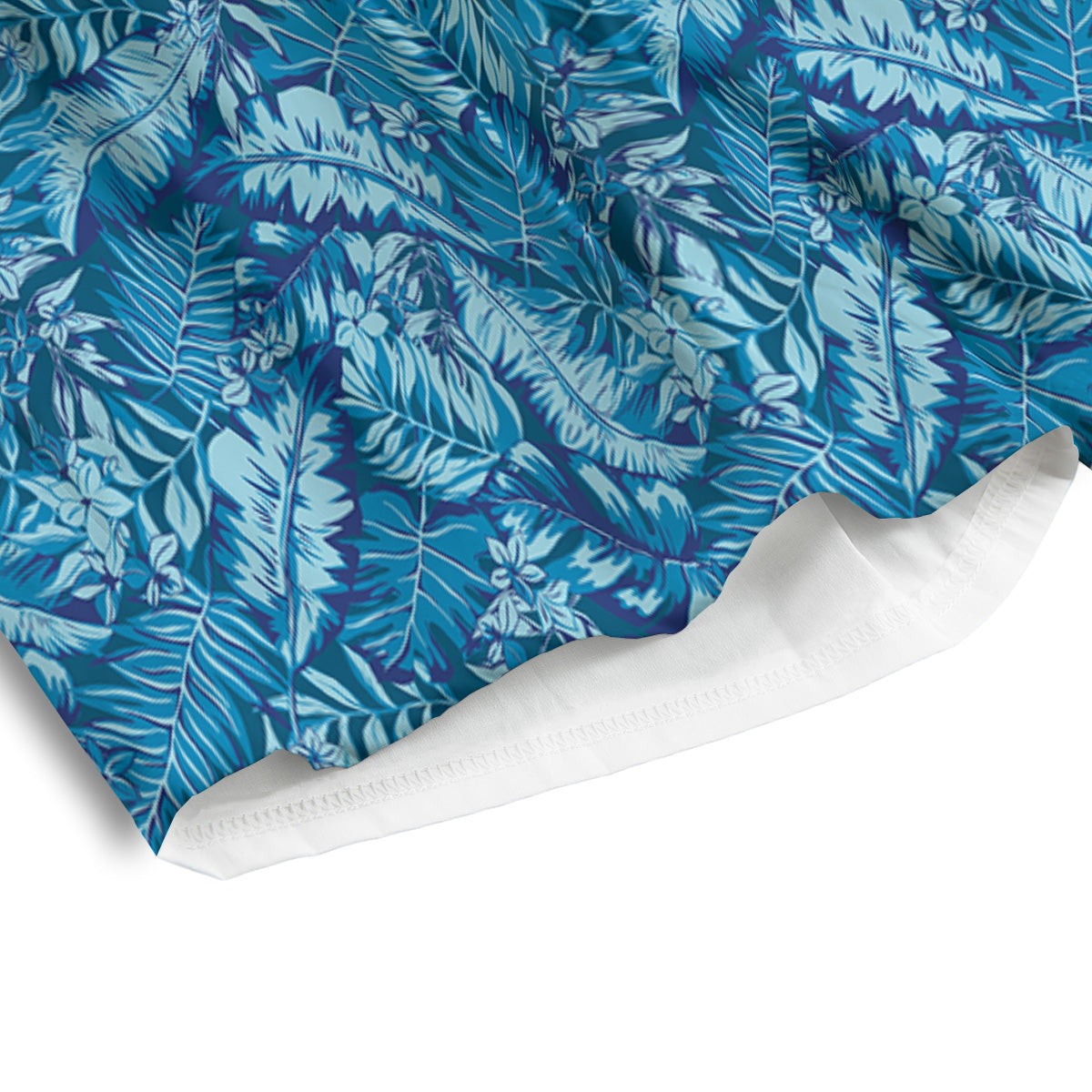 Blue Tropical Leaves Print Men's Athletic Shorts-grizzshop