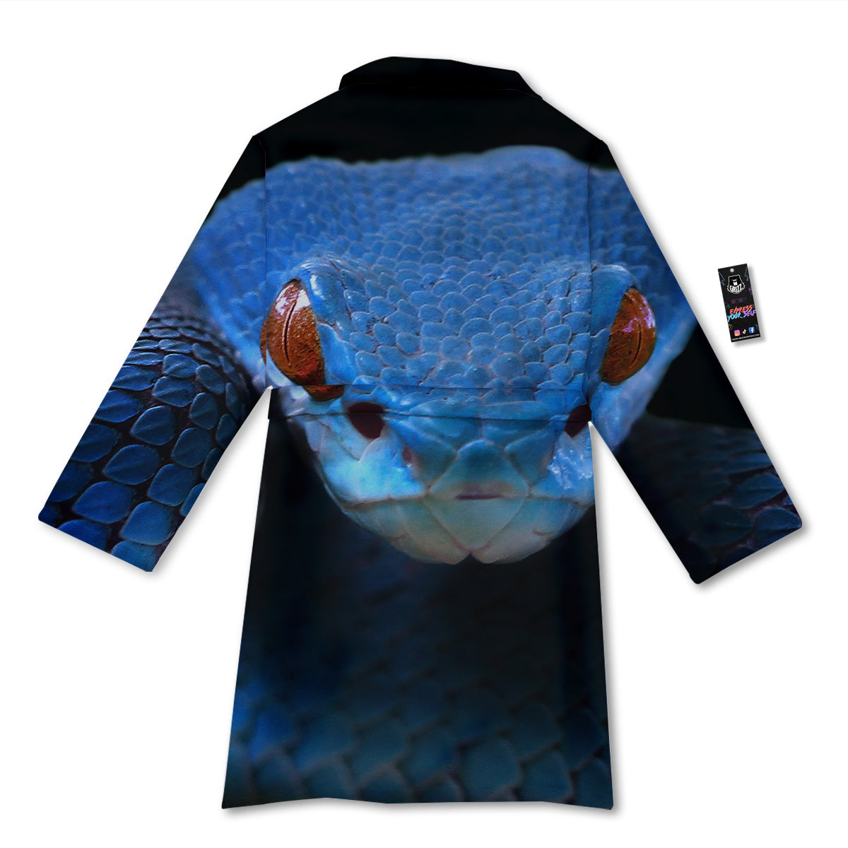 Blue Viper Snake Print Bathrobe-grizzshop
