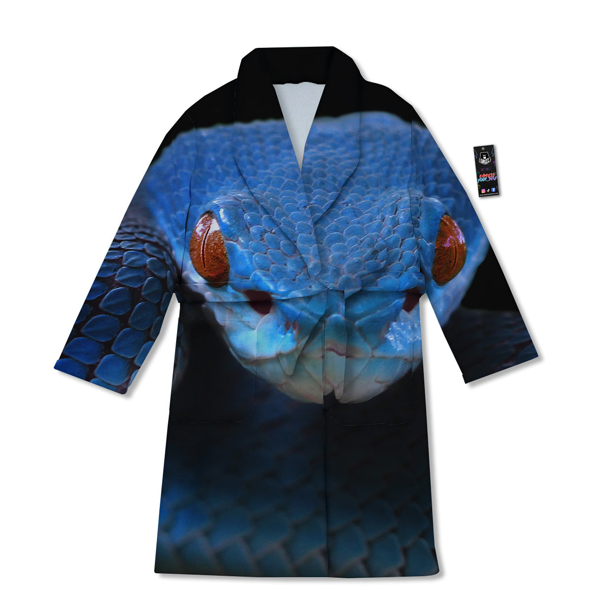 Blue Viper Snake Print Bathrobe-grizzshop
