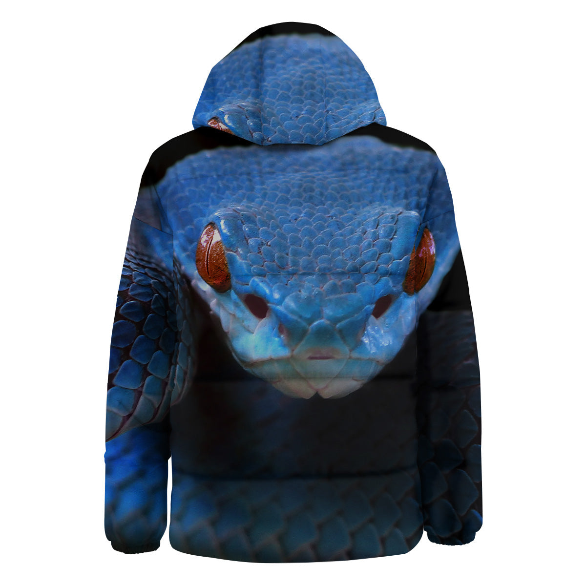 Blue Viper Snake Print Down Jacket-grizzshop