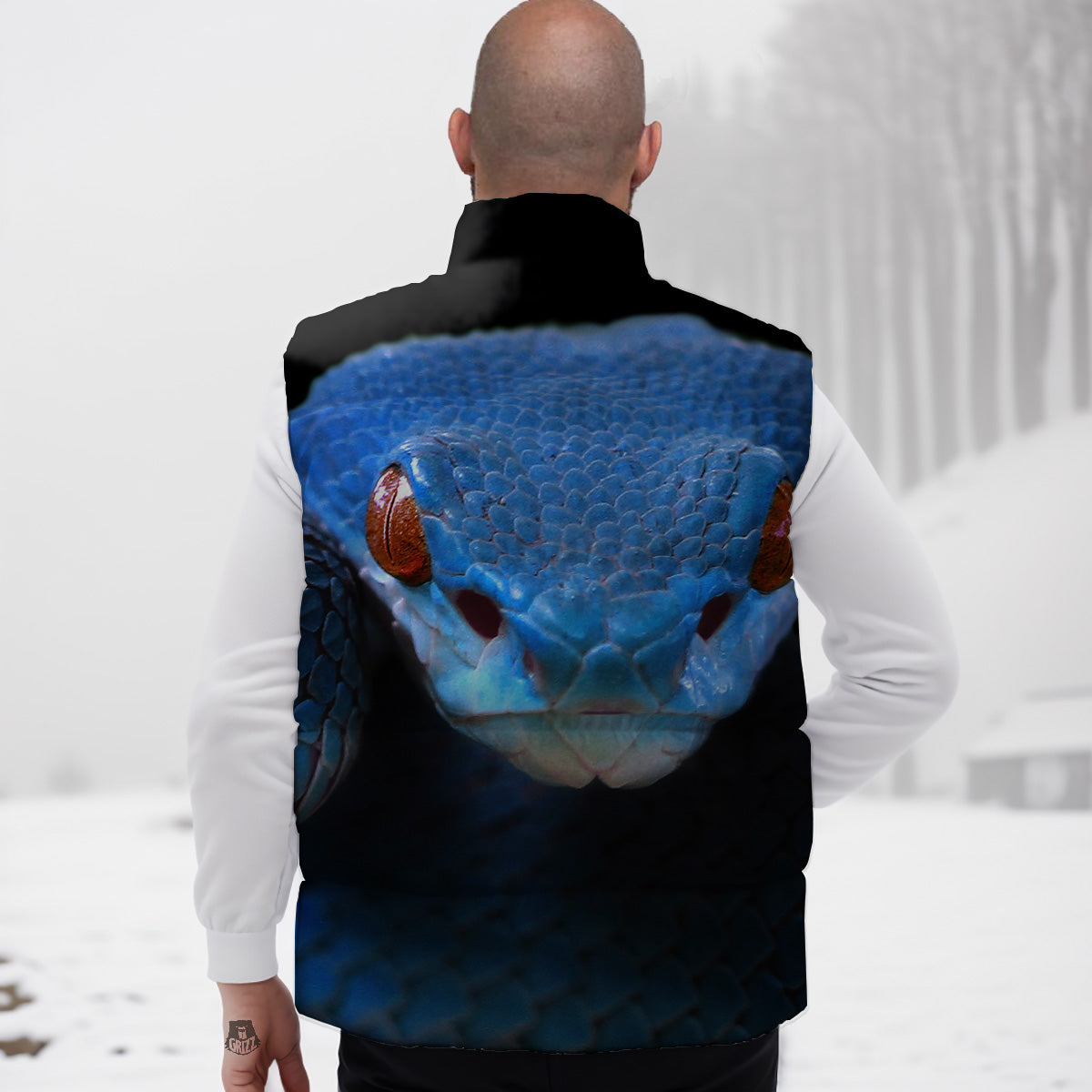 Blue Viper Snake Print Down Vest