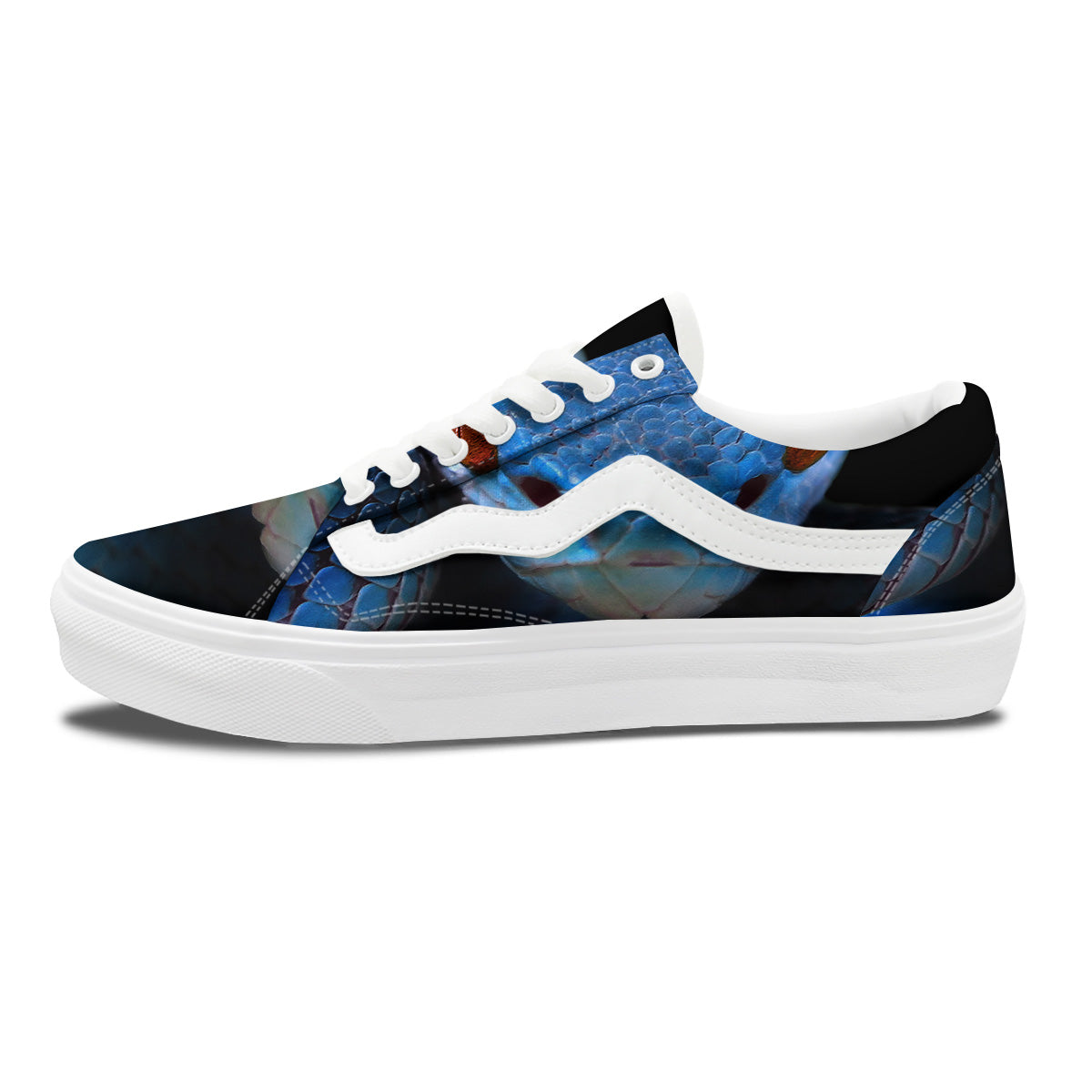 Blue Viper Snake Print Skate Shoes-grizzshop