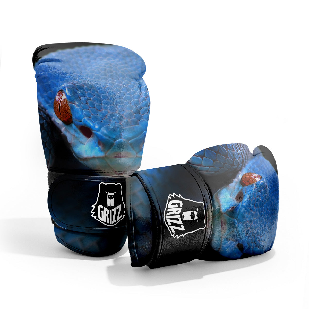 Blue Viper Snake Print Pro Boxing Glove