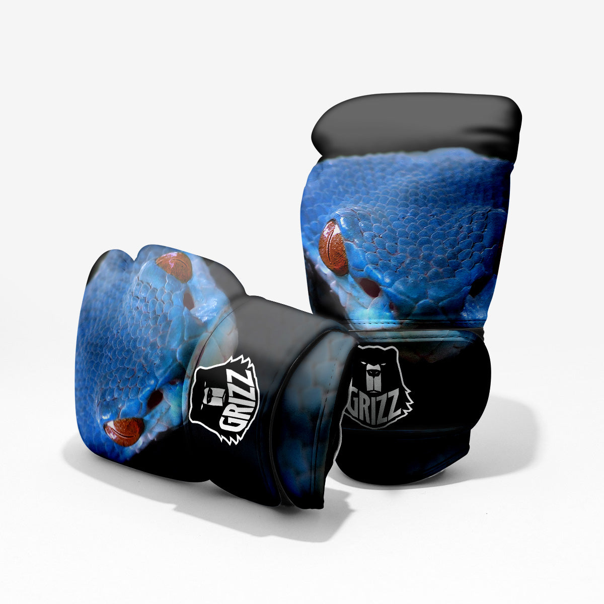 Blue Viper Snake Print Pro Boxing Glove