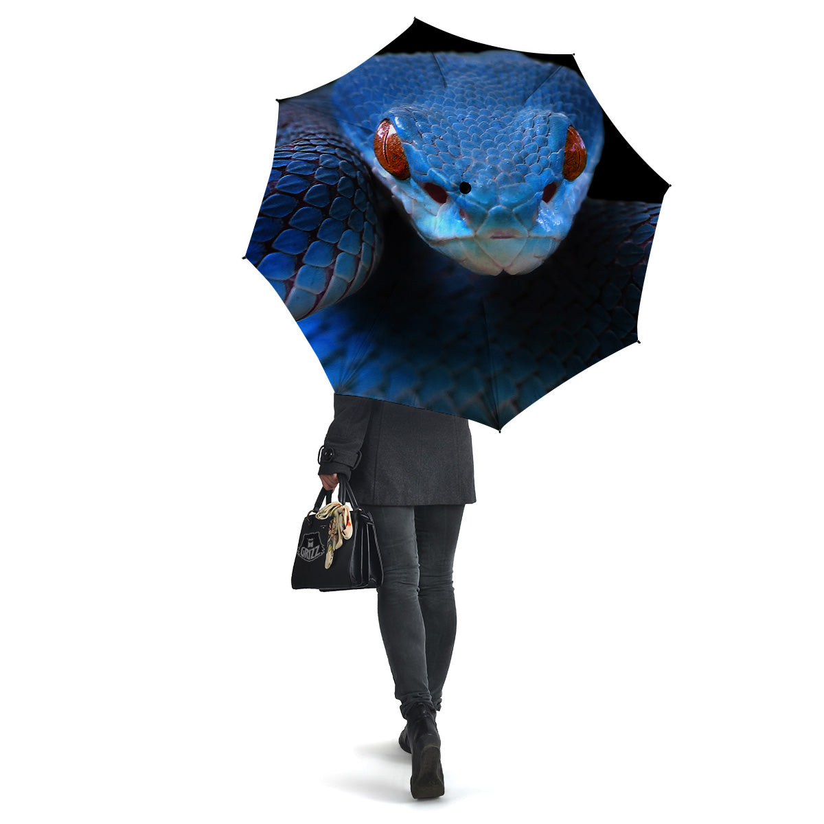 Blue Viper Snake Print Umbrella-grizzshop