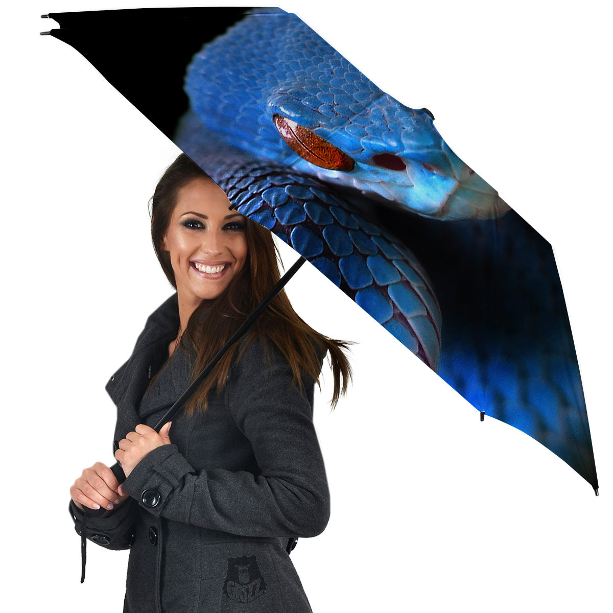 Blue Viper Snake Print Umbrella-grizzshop