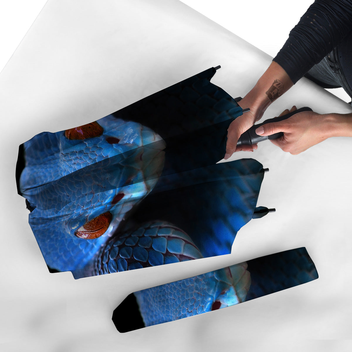 Blue Viper Snake Print Umbrella-grizzshop