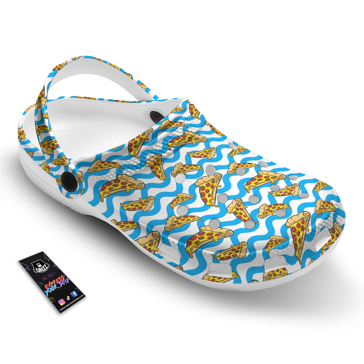 Blue Wave Pizza Print Pattern Clog-grizzshop