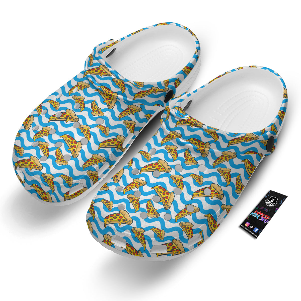 Blue Wave Pizza Print Pattern Clog-grizzshop