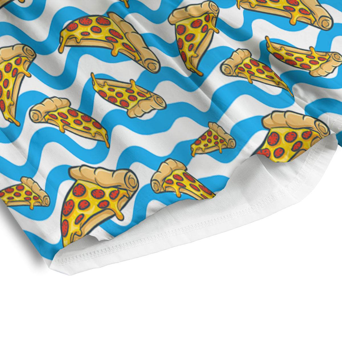 Blue Wave Pizza Print Pattern Men's Athletic Shorts