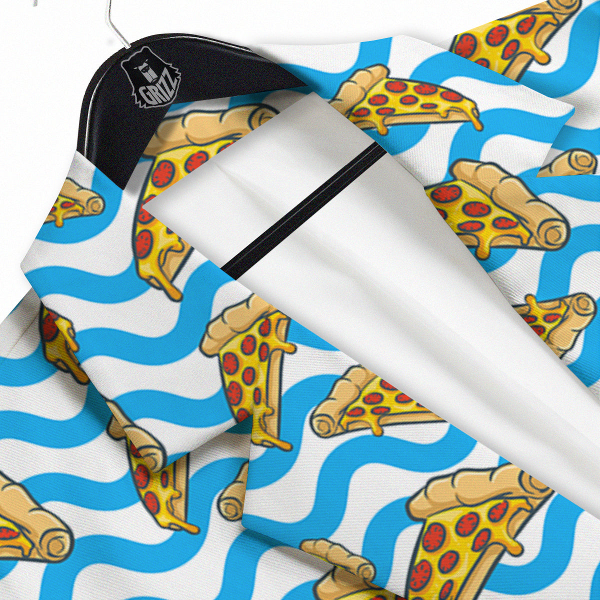 Blue Wave Pizza Print Pattern Men's Sport Coat-grizzshop
