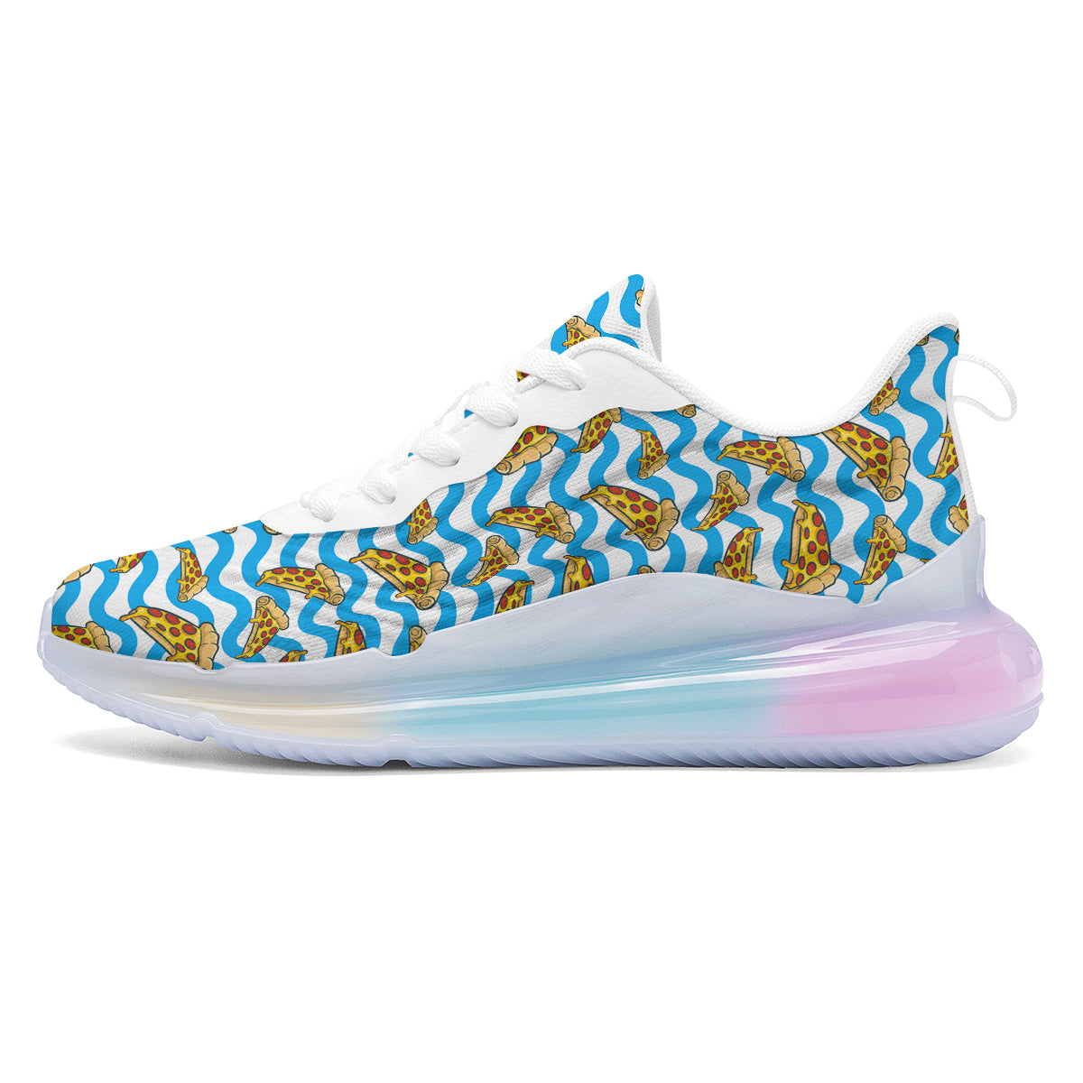 Blue Wave Pizza Print Pattern Running Sneakers-grizzshop