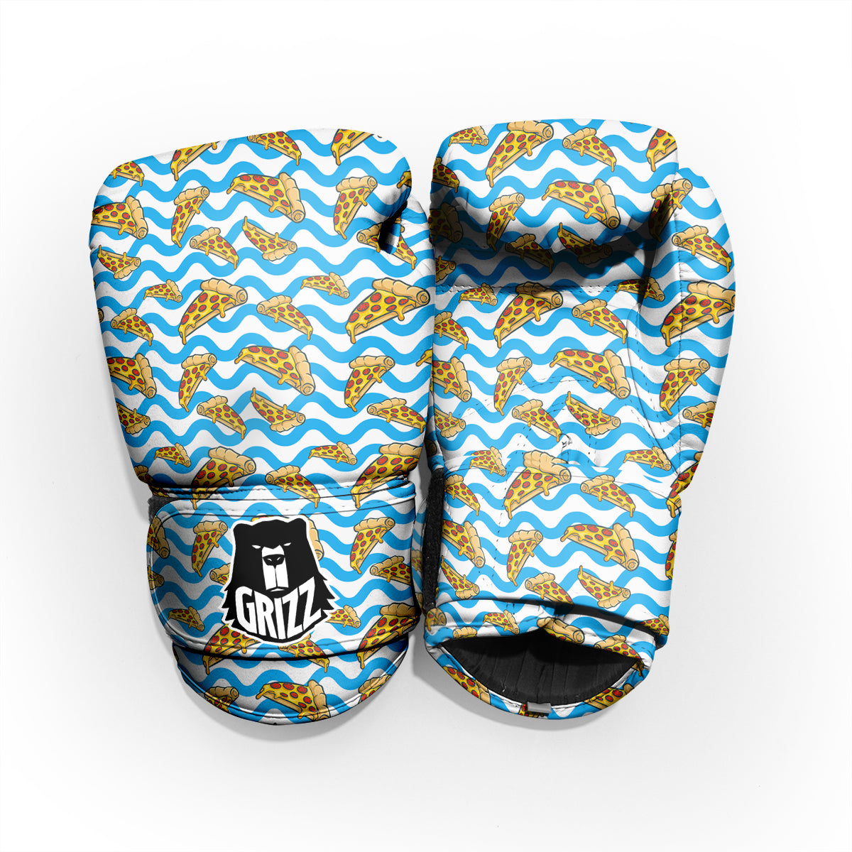 Blue Wave Pizza Print Pattern Pro Boxing Glove