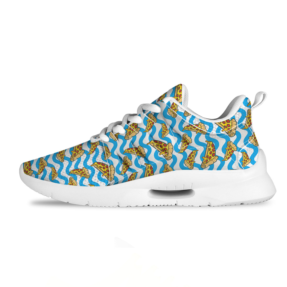 Blue Wave Pizza Print Pattern Tennis Shoes-grizzshop