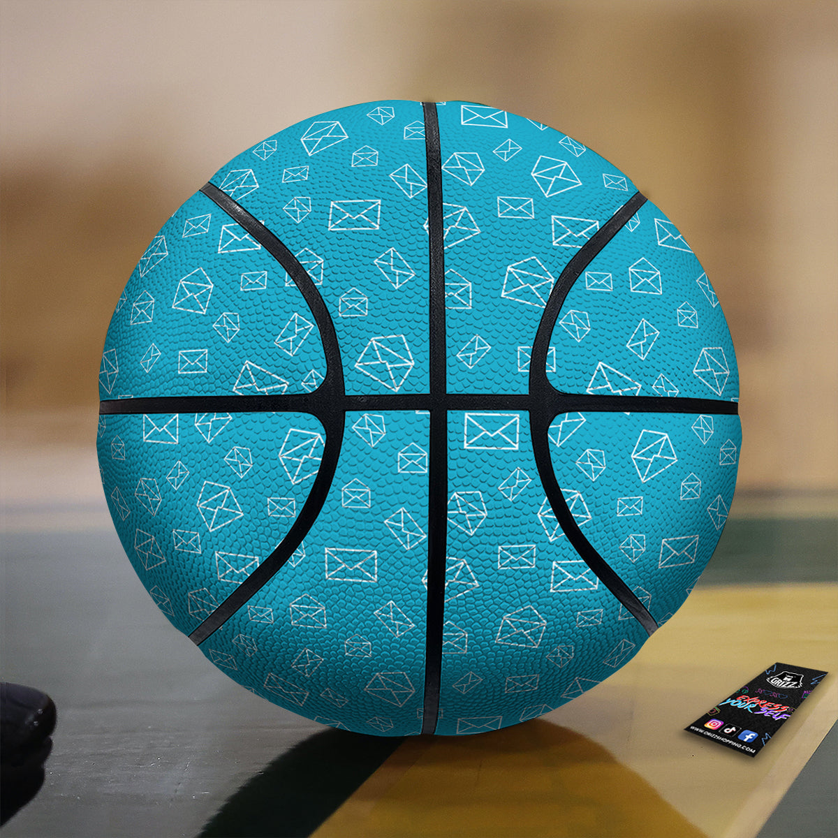 Blue White Mail Print Pattern Basketball-grizzshop