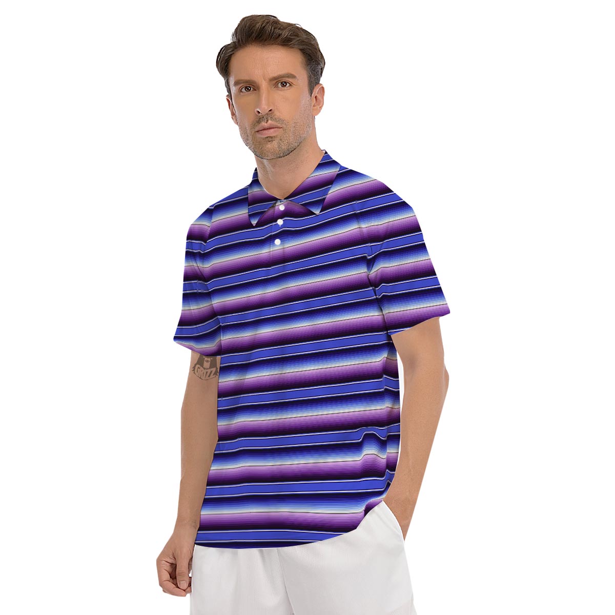 Blue And Purple Mexican Baja Men's Golf Shirts-grizzshop