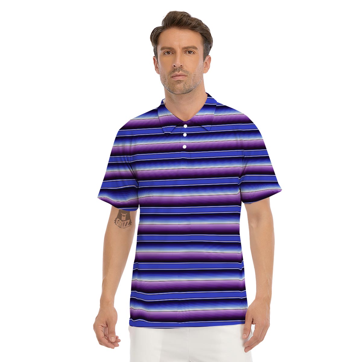 Blue And Purple Mexican Baja Men's Golf Shirts-grizzshop