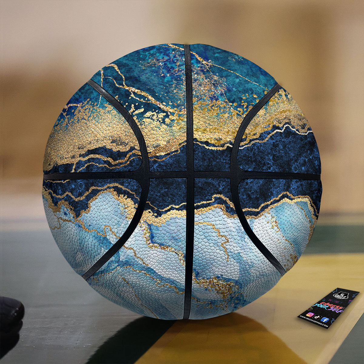 Blue And Gold Marble Print Basketball
