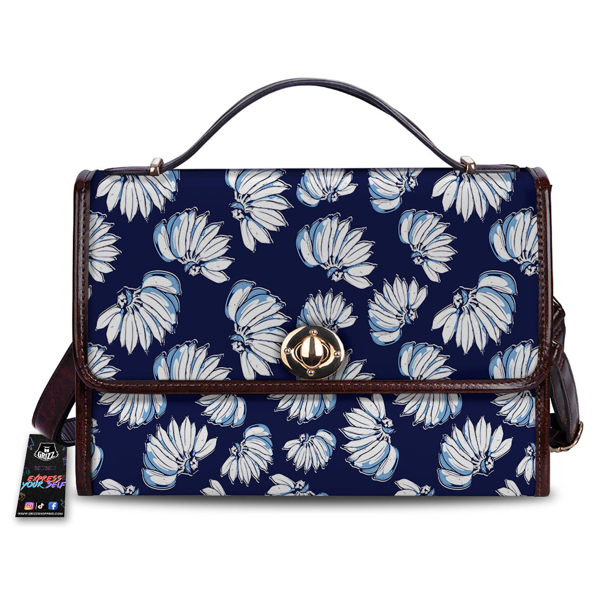 Blue Banana Retro Print Pattern Women's Satchel Bag