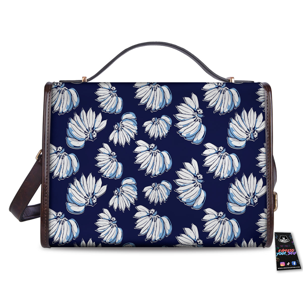 Blue Banana Retro Print Pattern Women's Satchel Bag