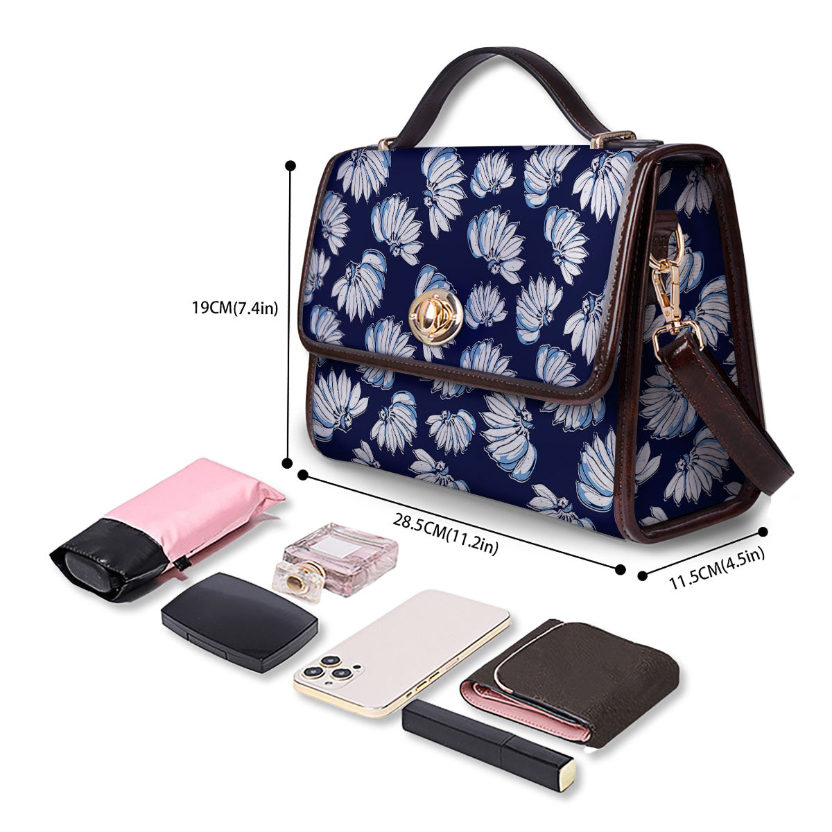 Blue Banana Retro Print Pattern Women's Satchel Bag
