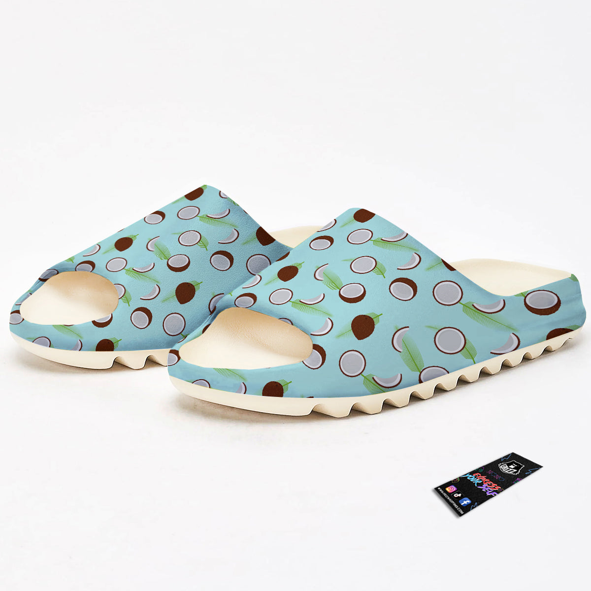 Blue Coconut Print Pattern Sandals-grizzshop
