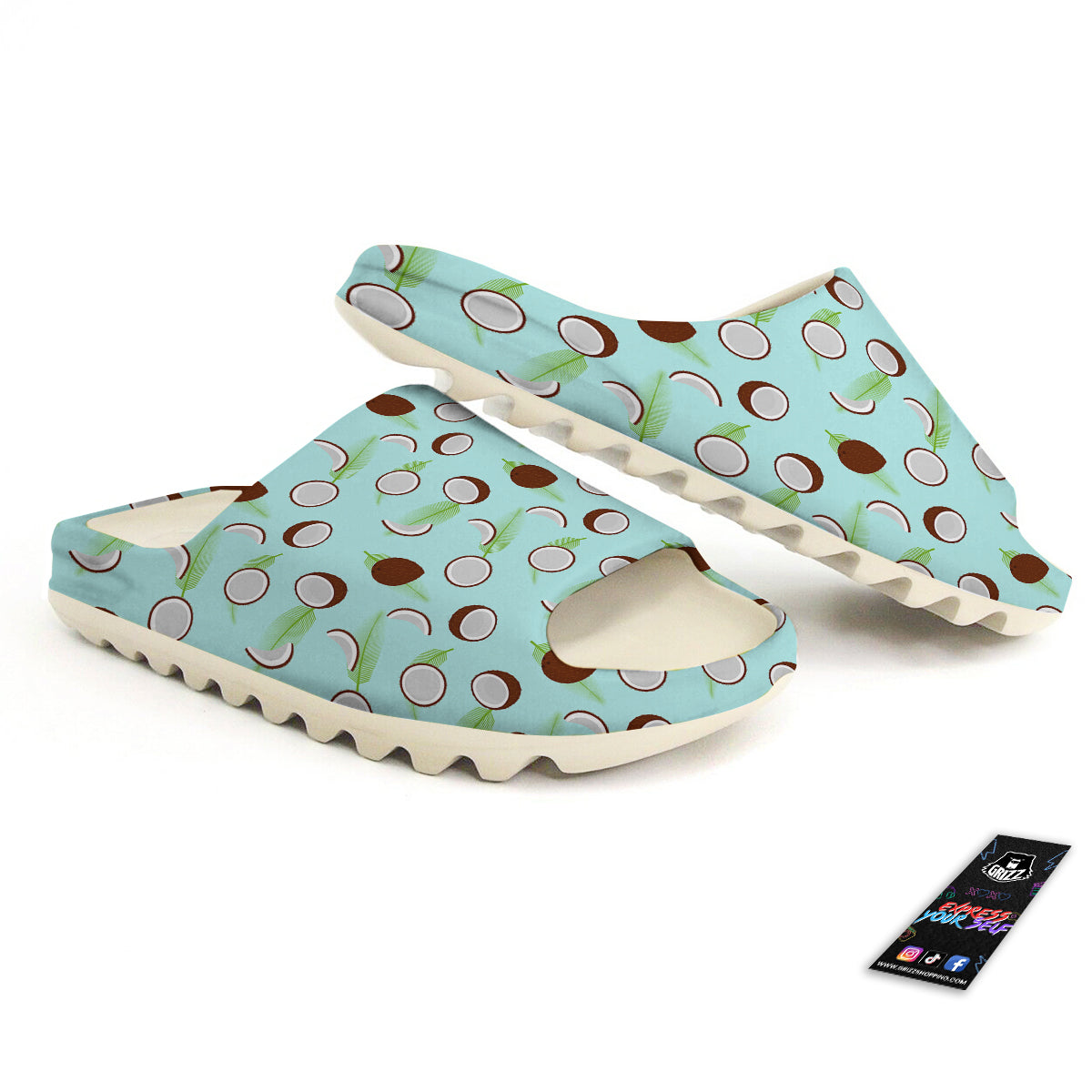 Blue Coconut Print Pattern Sandals-grizzshop