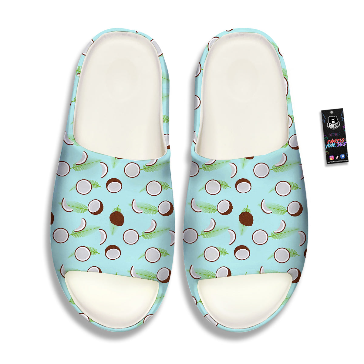 Blue Coconut Print Pattern Sandals-grizzshop