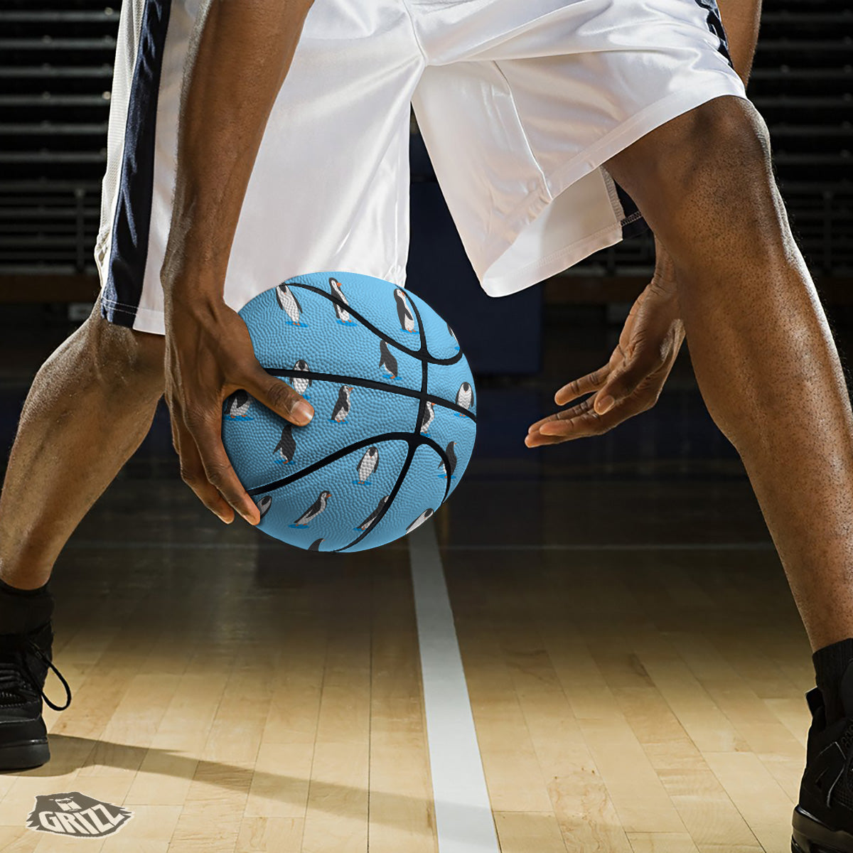 Blue Cute Penguin Print Pattern Basketball