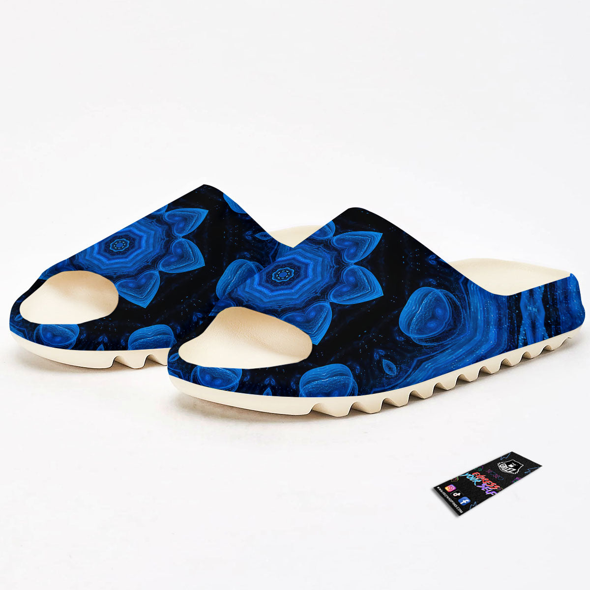 Blue Dark Kaleidoscope Print Sandals-grizzshop