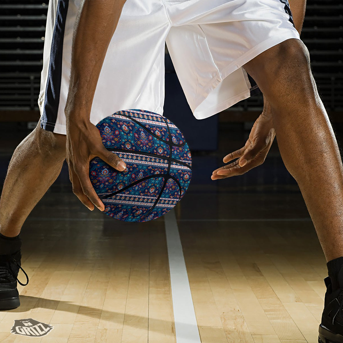 Blue Ethnic Mandala Print Pattern Basketball
