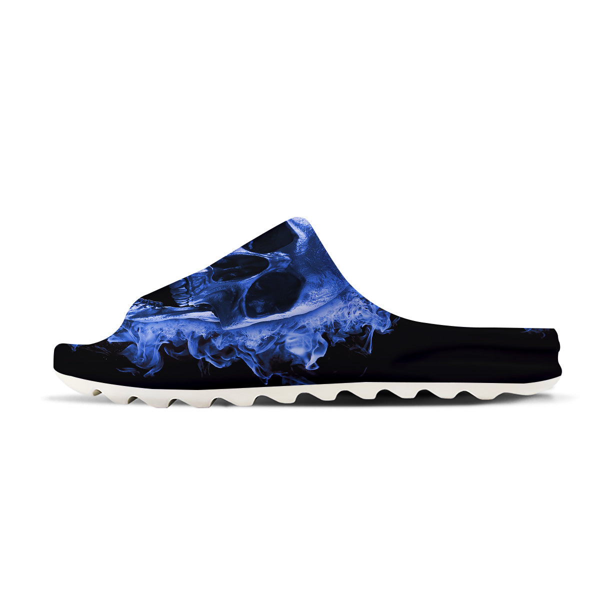 Blue Flaming Skull Print Sandals-grizzshop