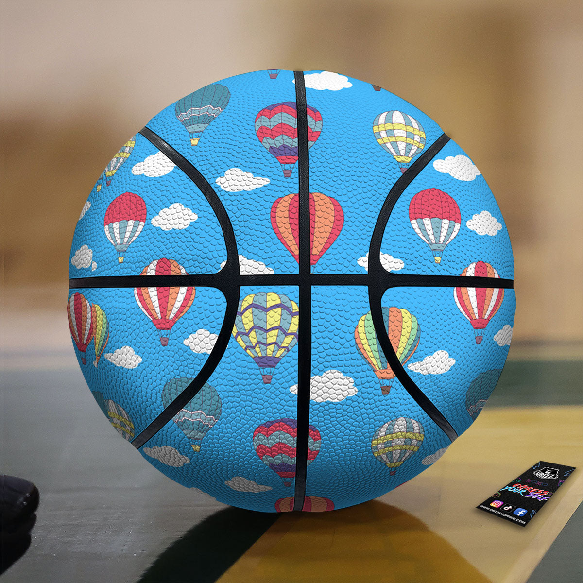 Blue Hot Air Balloon Print Pattern Basketball