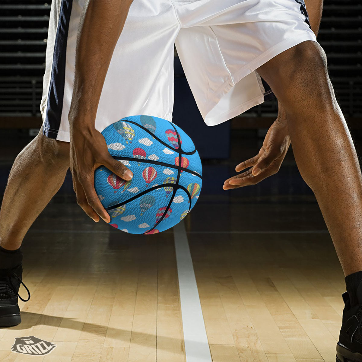 Blue Hot Air Balloon Print Pattern Basketball