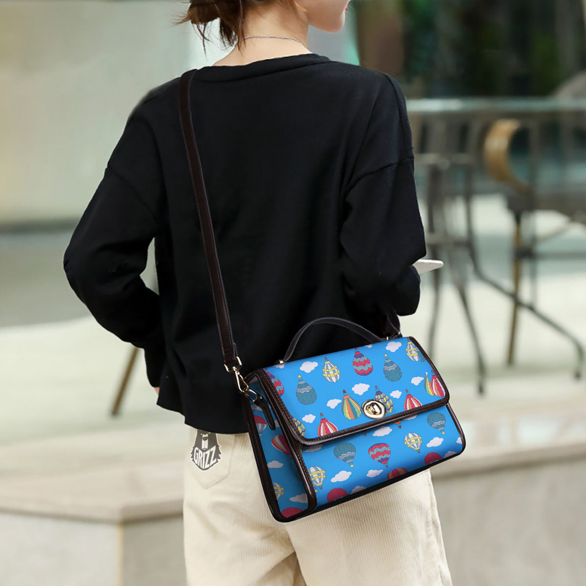 Blue Hot Air Balloon Print Pattern Women's Satchel Bag