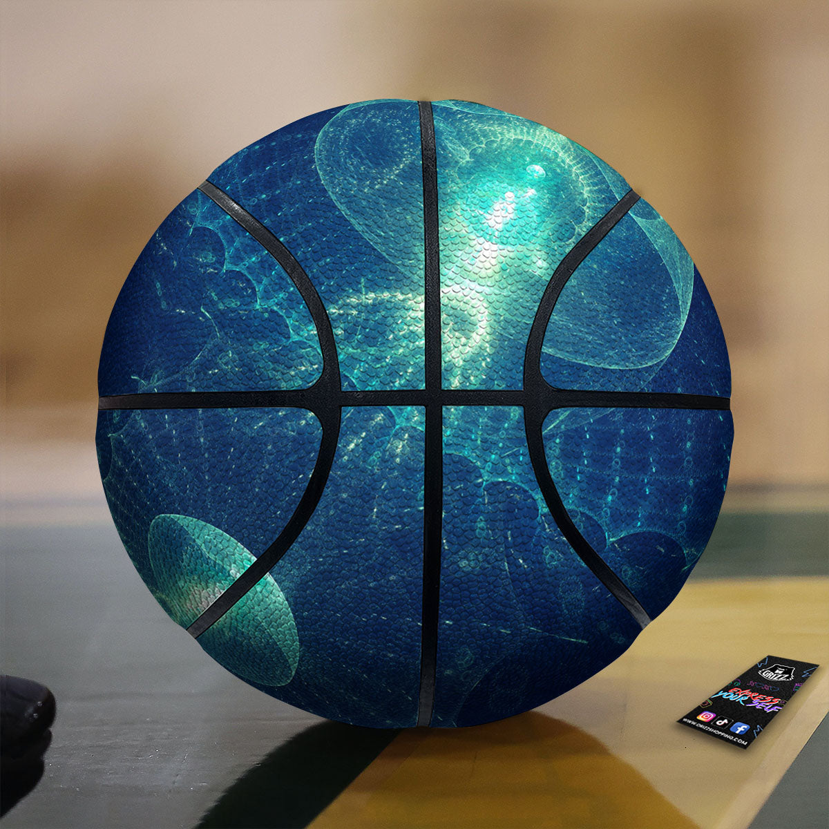 Blue Jellyfish On Deep Sea Print Basketball