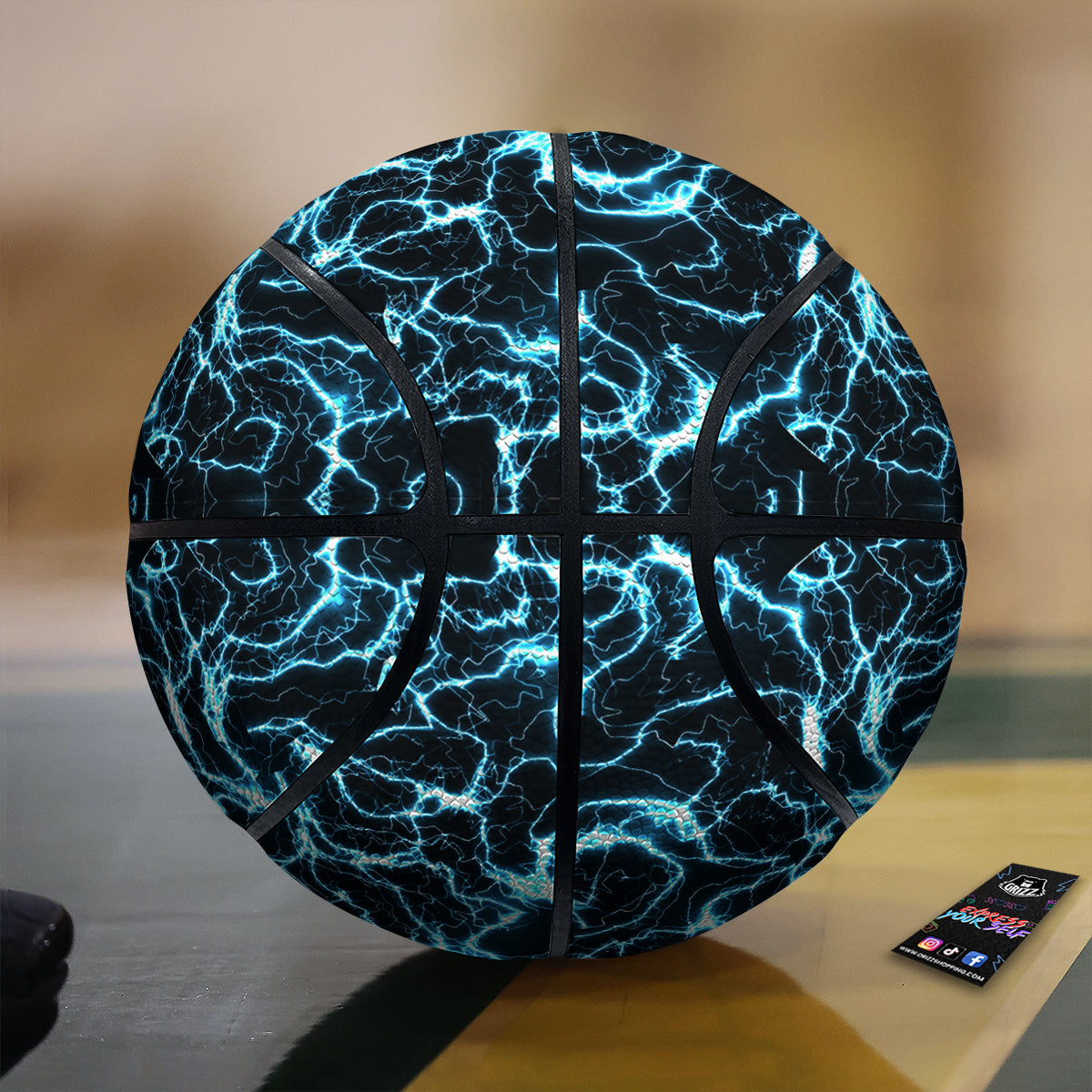 Blue Lightning Explosion Print Pattern Basketball