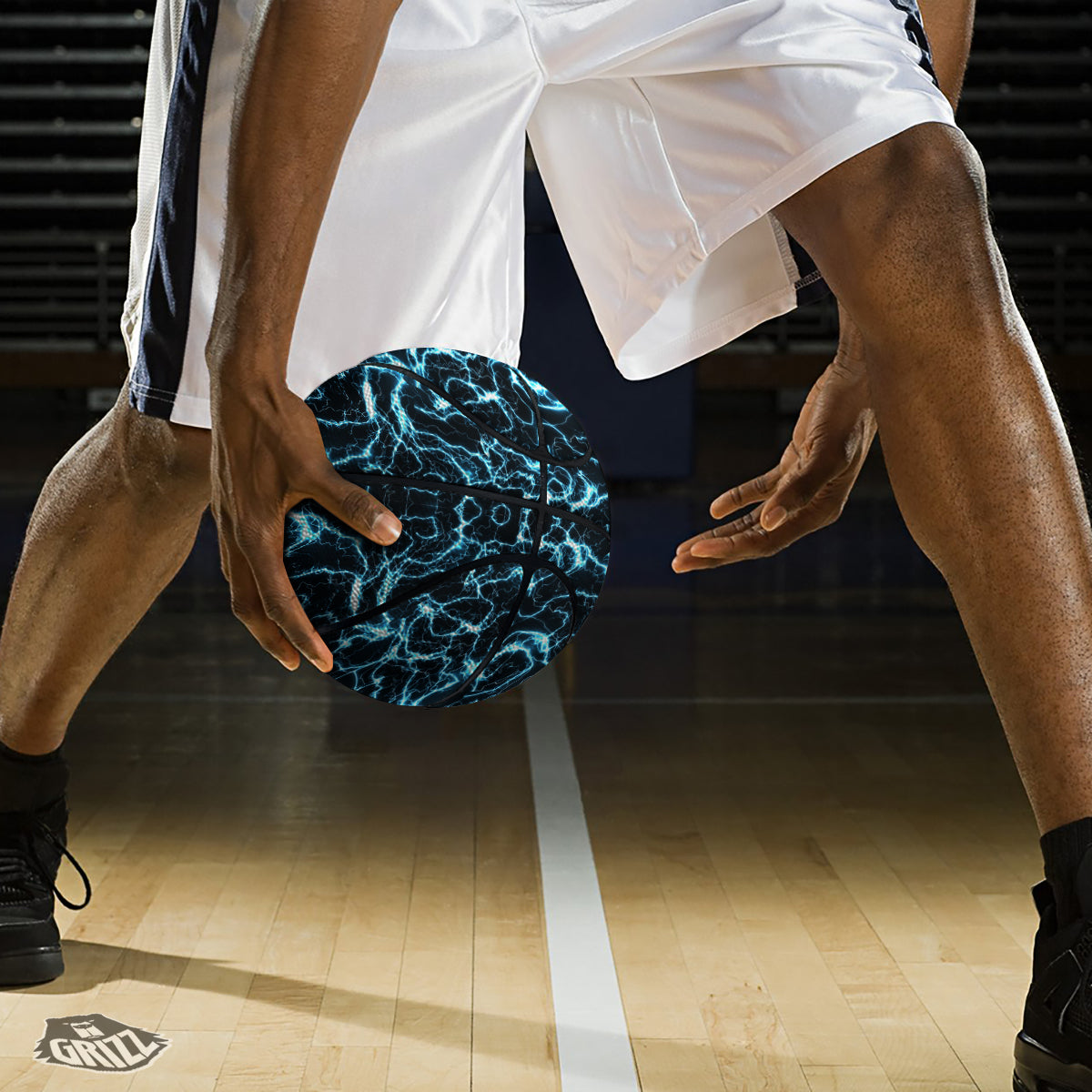 Blue Lightning Explosion Print Pattern Basketball