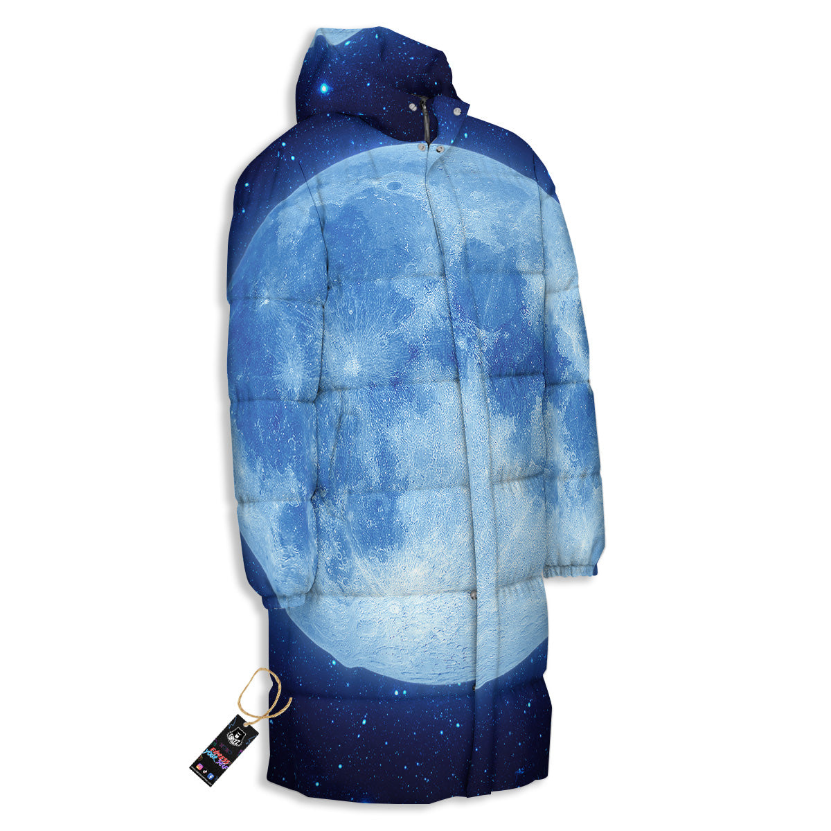 Blue Moon Print Long Down Jacket