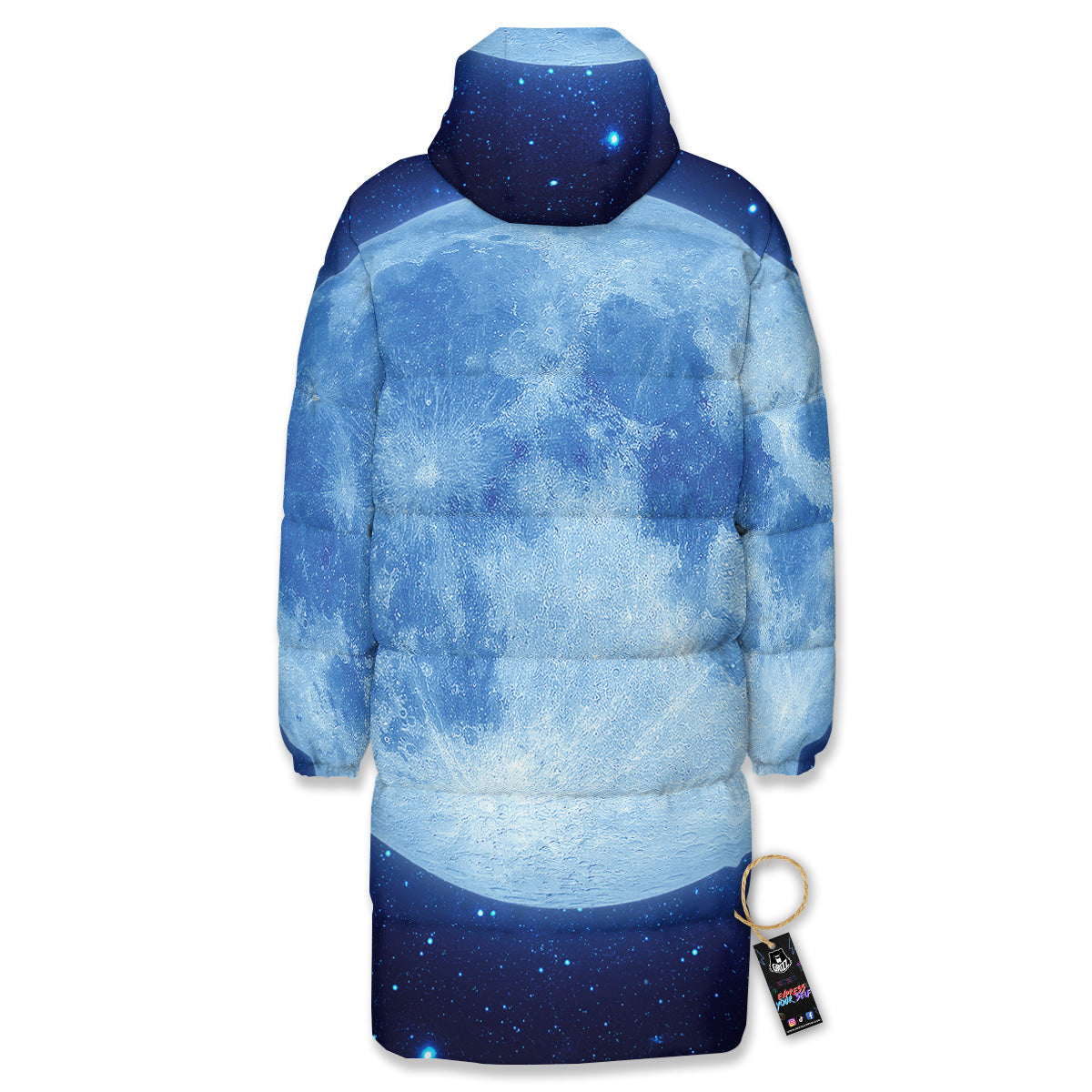 Blue Moon Print Long Down Jacket
