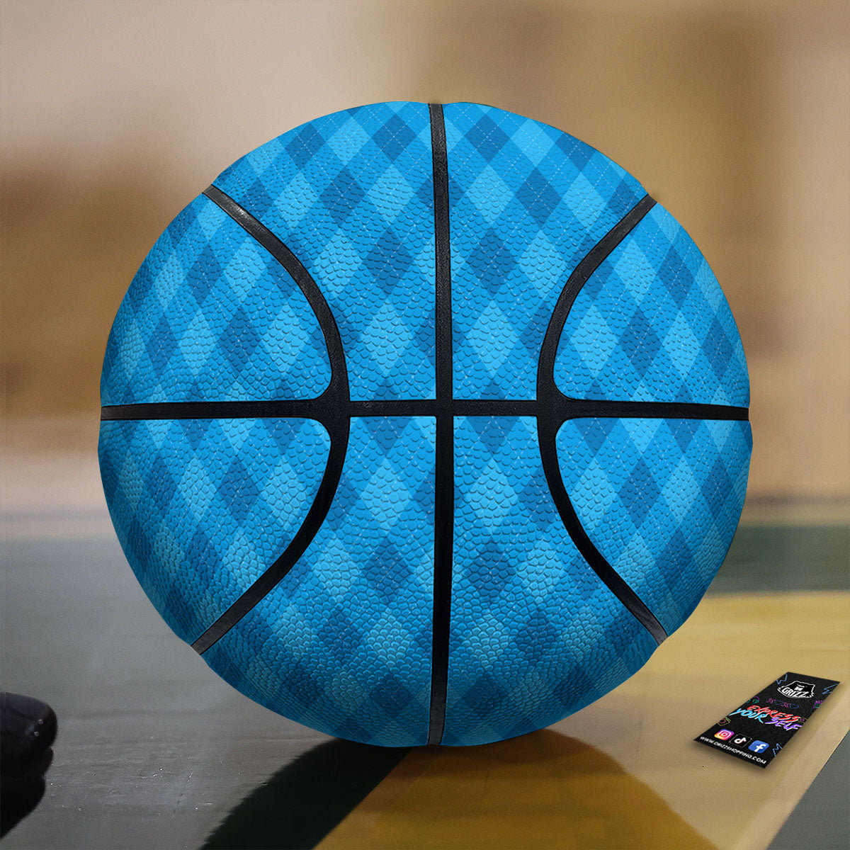 Blue Ocean Argyle Print Pattern Basketball