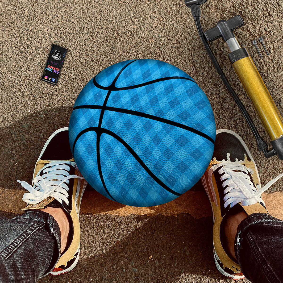 Blue Ocean Argyle Print Pattern Basketball