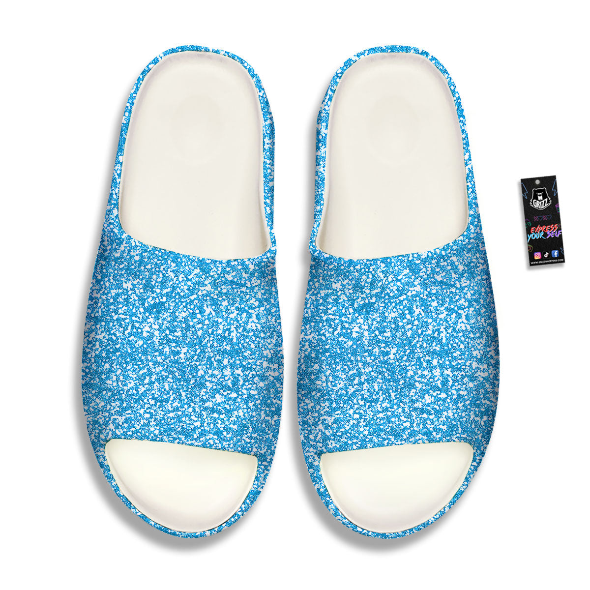 Blue Ocean Glitter Artwork Print Sandals-grizzshop