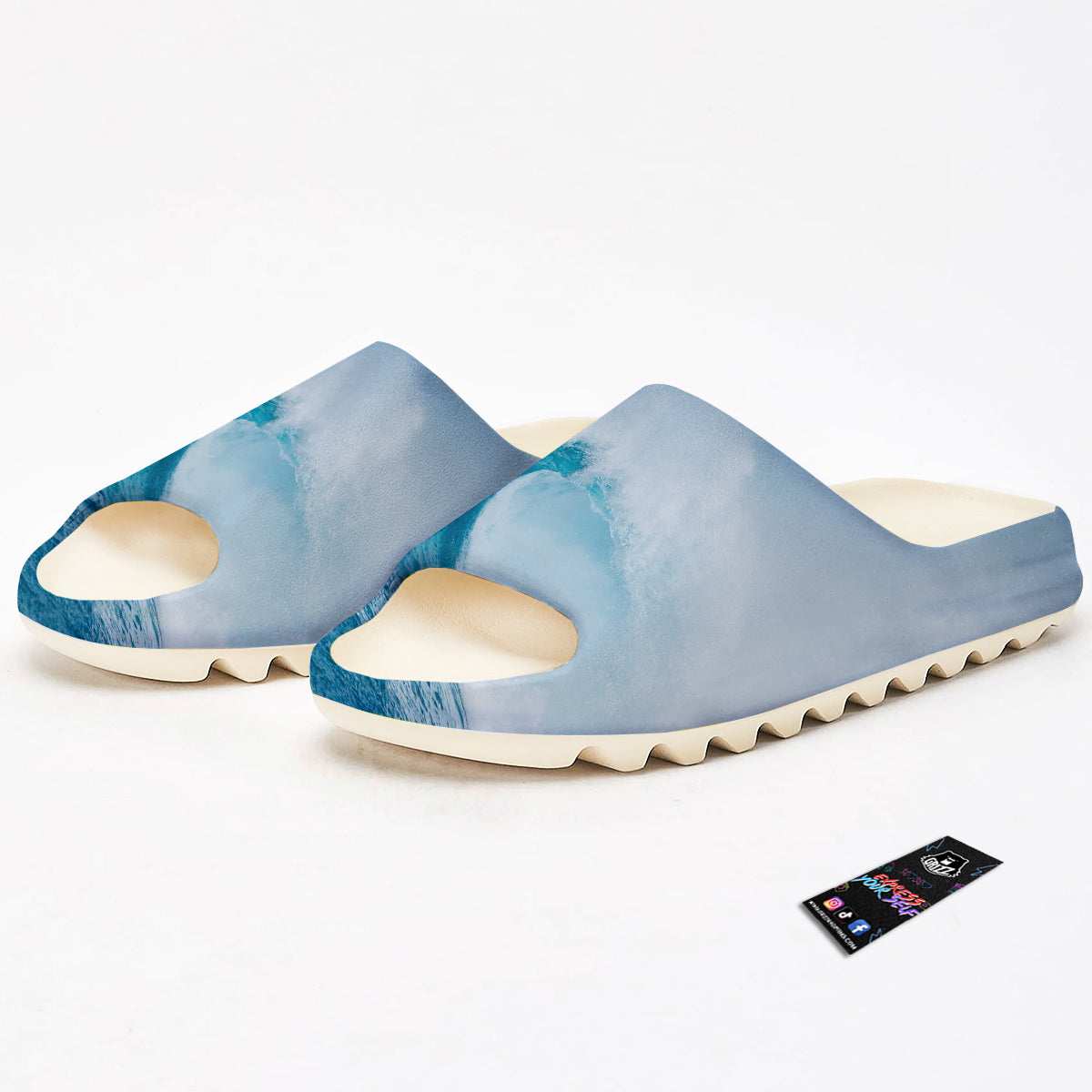 Blue Ocean Wave Print Sandals-grizzshop