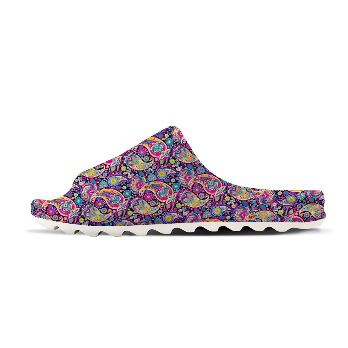 Blue Pink And Green Paisley Print Sandals-grizzshop