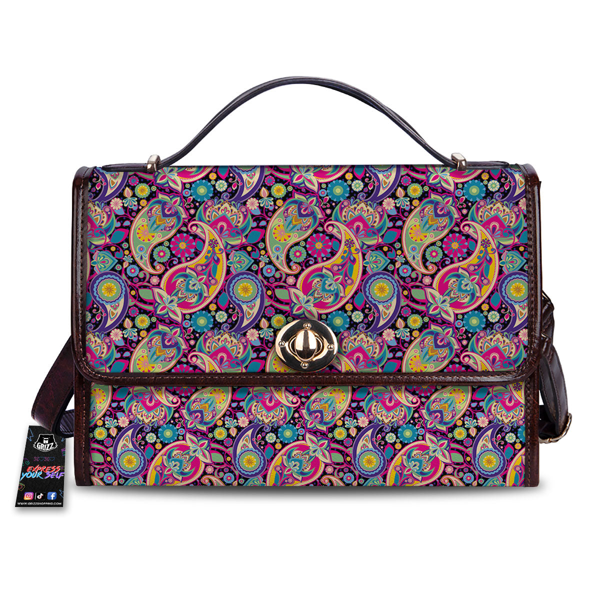 Blue Pink And Green Paisley Print Women's Satchel Bag